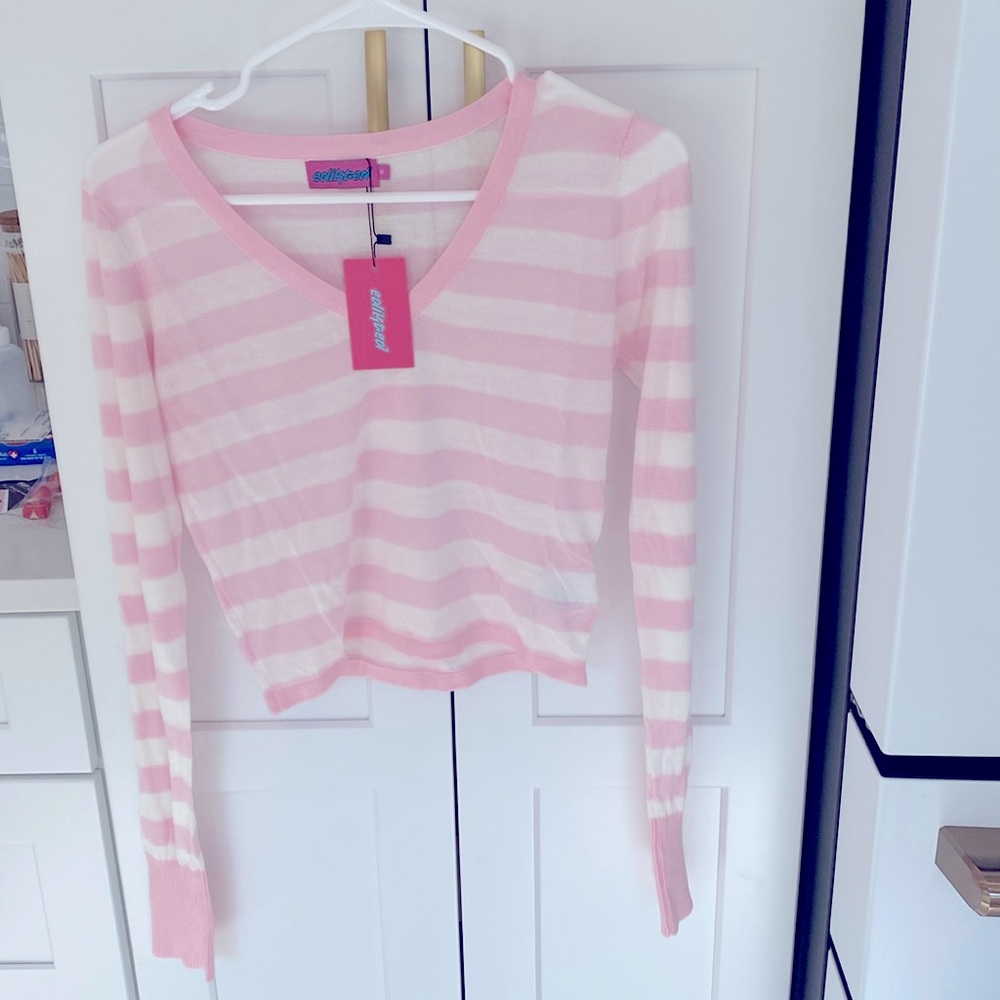 Edikted Candice Striped Knit Top NWT